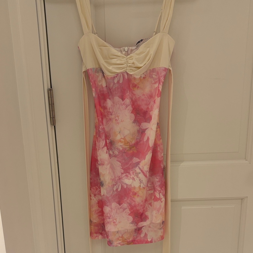Lucy in the Sky Two-Tone Floral Mesh Bodycon Dress